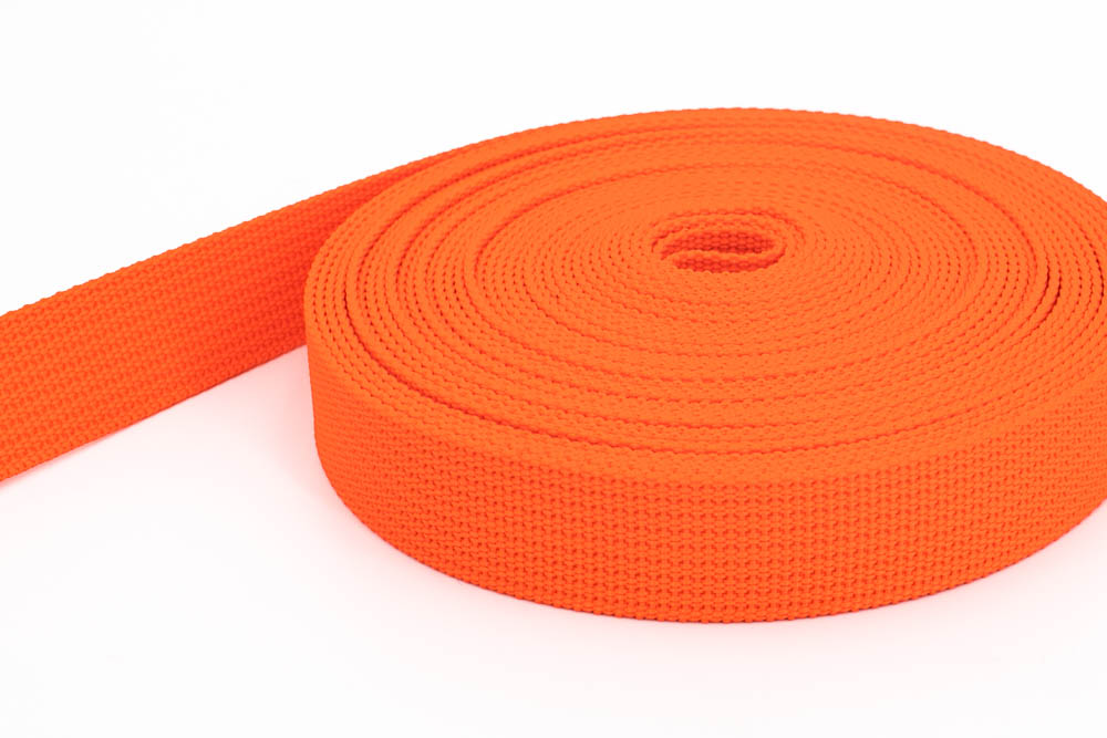 10m PP Gurtband - 25mm breit - 1,8mm stark - orange (UV).