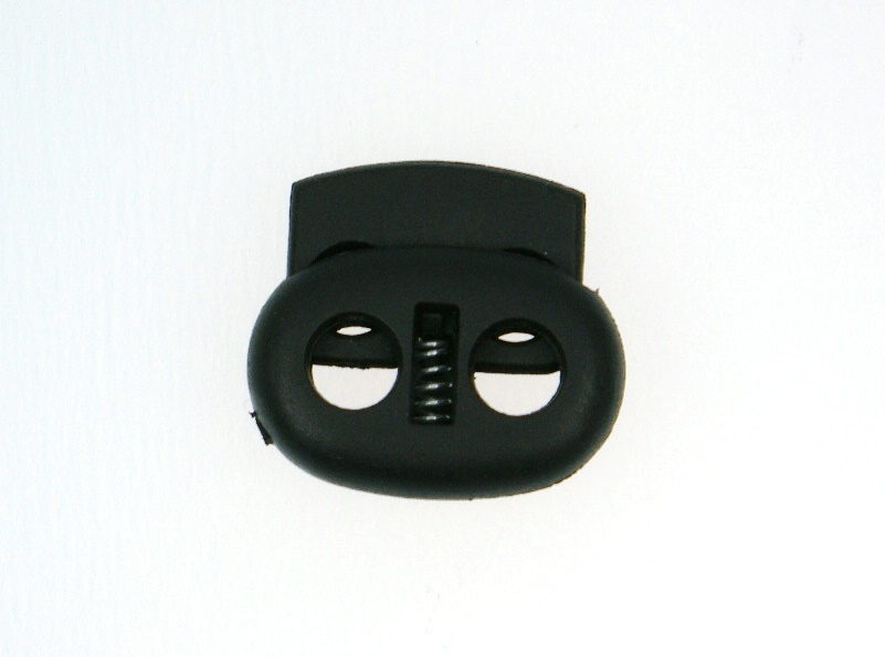 Kordelstopper - 2-Loch - bis 5mm - schwarz - 23mm breit - 10 Stück.