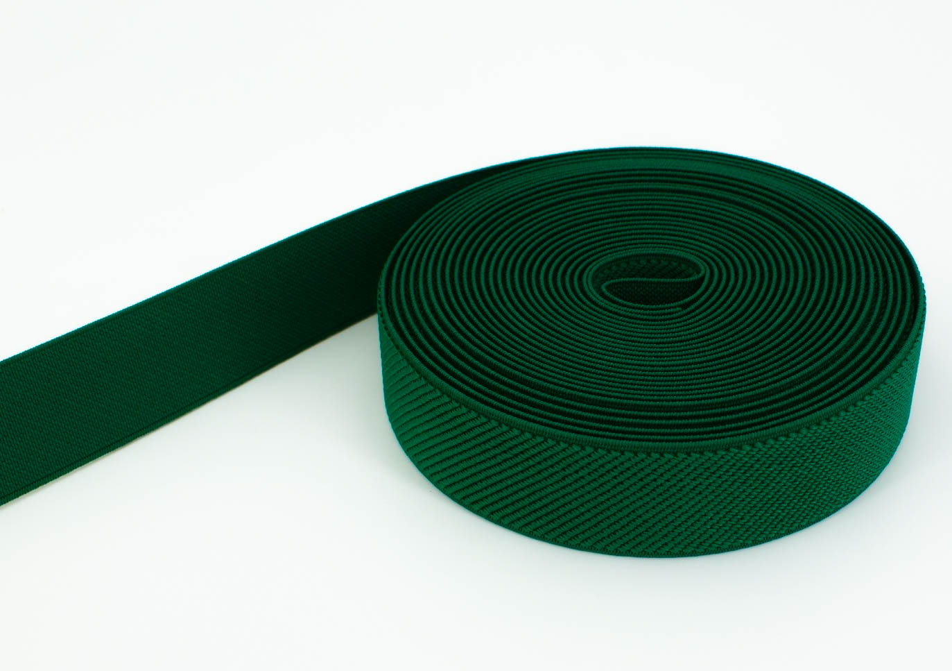 50m Rolle Gummiband - Farbe: dunkelgrün - 25mm breit.