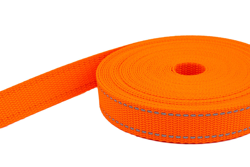 Reflektorband zum Aufnähen - 25 mm breit - neon orange - Stoffe für N, 1,50  €