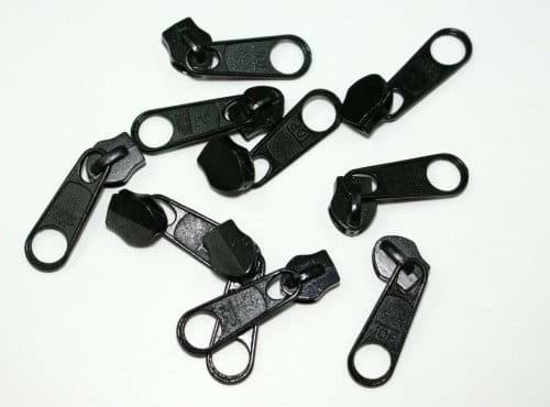 Bild von Zipper für 5mm Reißverschlüsse - Farbe: schwarz - 100 Stück