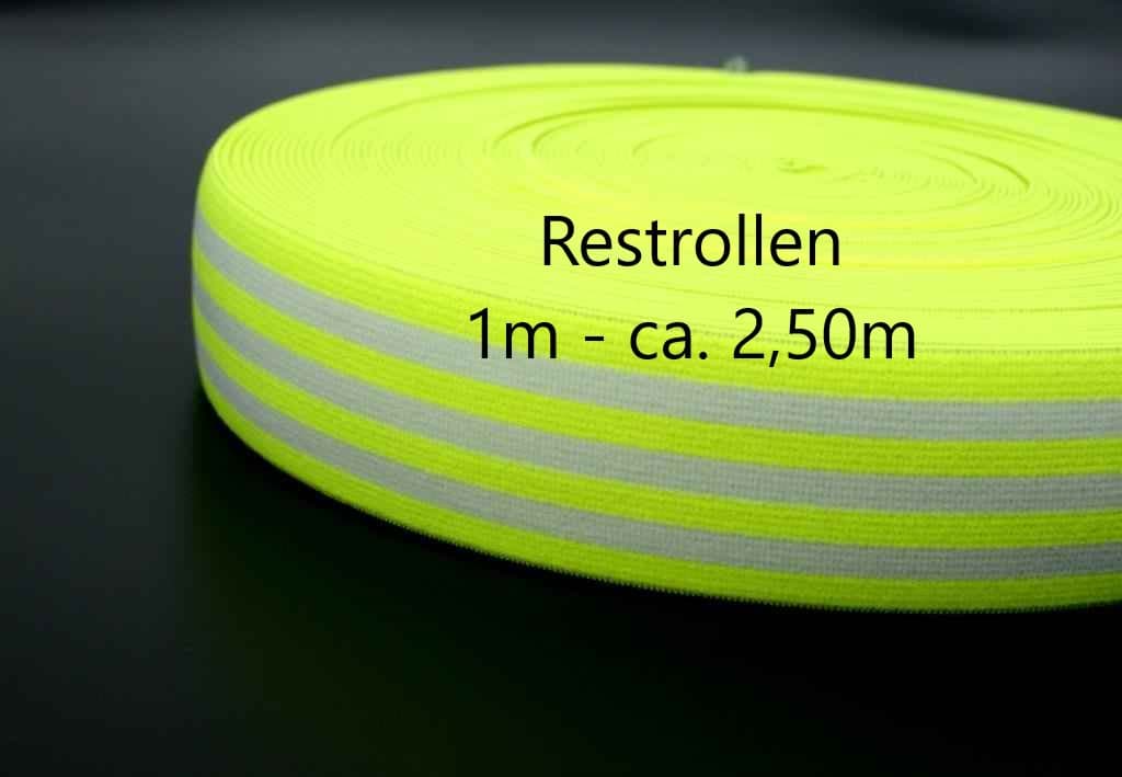 Bild von Restpostenbox Gummiband gestreift - 40mm breit - Farbe: neongelb / weiß - 3,70m