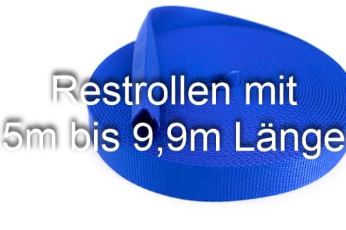 Bild von Restrollen 25mm breites Schlauchgurtband, 25m - blau (UV)