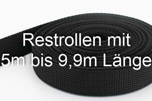 Bild von Restpostenbox 50mm breites PP-Gurtband 1,2mm stark, 25m - schwarz  (UV)