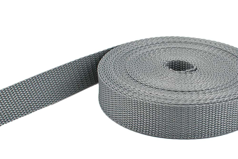 Bild von 100m PP Gurtband - 20mm breit - 1,4mm stark - grau (UV)