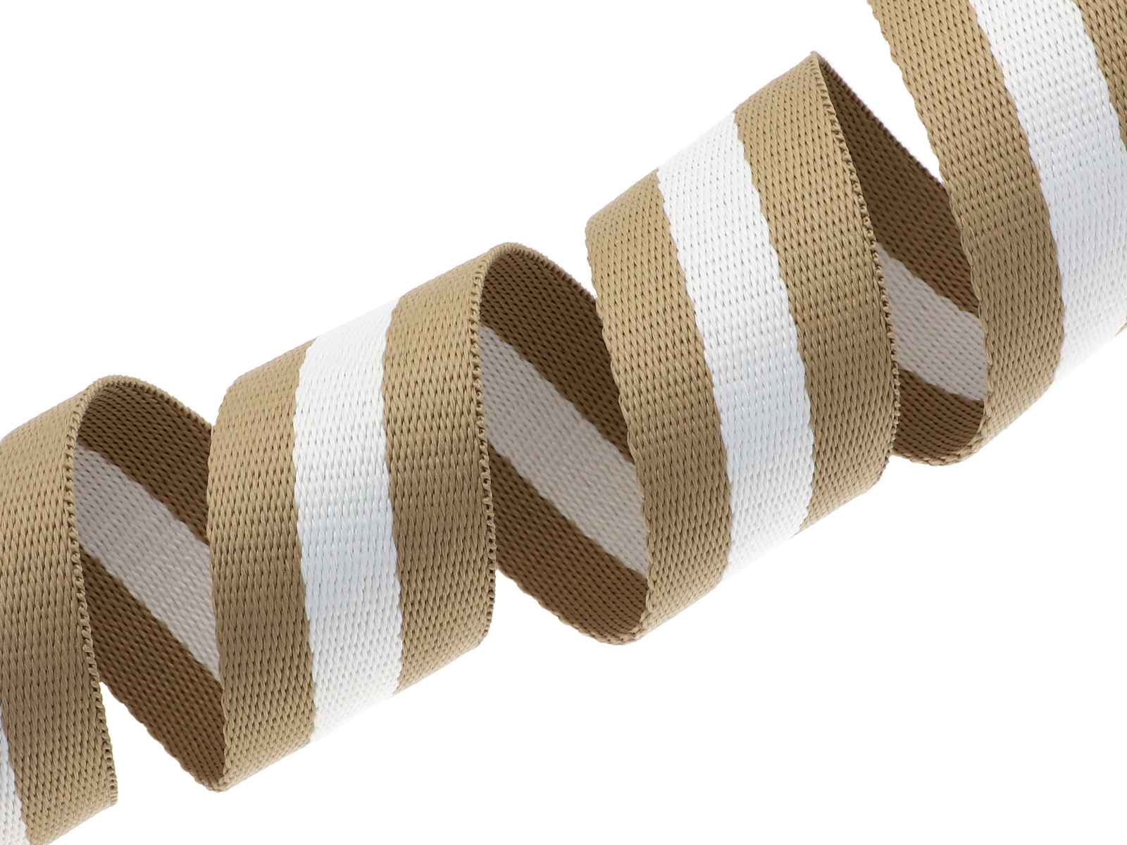 Bild von 4m Gurtband aus Polycotton - 38mm breit - 1,2mm dick Farbe: Beige / Weiß