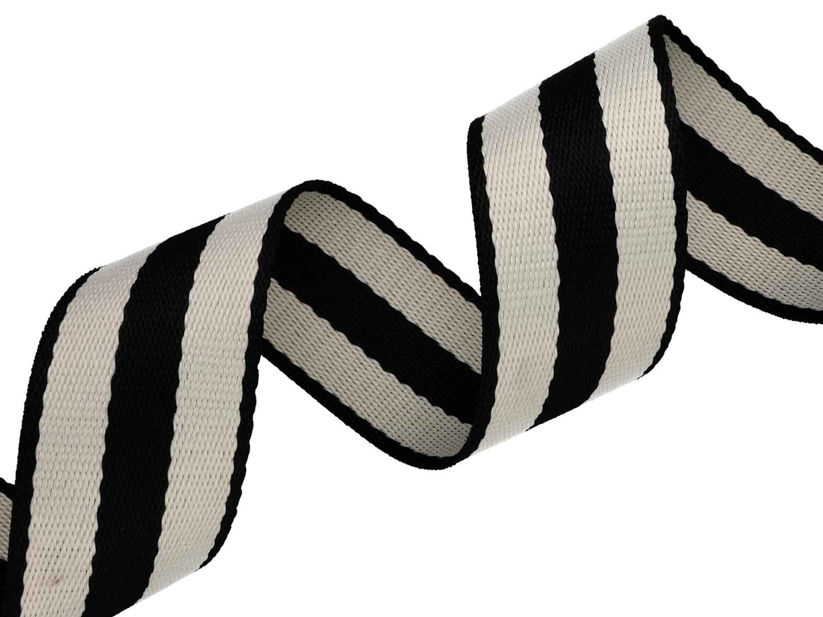 Bild von 4m Gurtband aus Polycotton - 38mm breit - 1,2mm dick Farbe: Schwarz / Creme