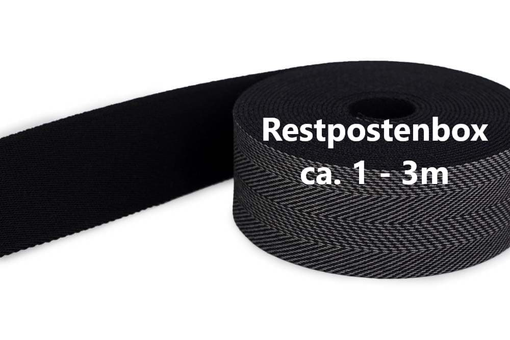 Bild von Restpostenbox Gürtelband / Taschenband - 40mm breit - Fischgrät schwarz  253 - 10m