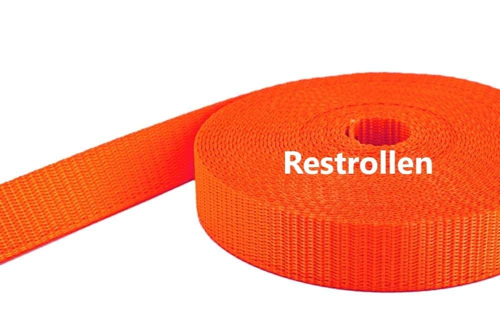 Bild von Restpostenbox 20mm breites PES-Gurtband - 1,4mm stark, 25m - leuchtorange (UV)