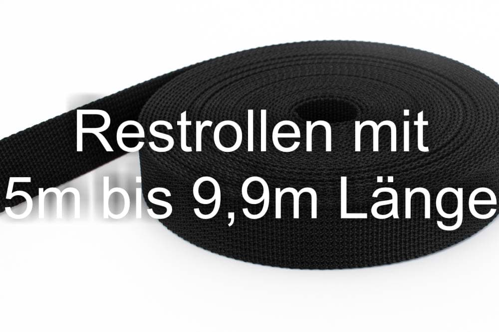 Bild von Restpostenbox 40mm breites PP-Gurtband 1,8mm stark, 24,8m - schwarz (UV)