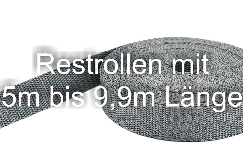 Bild von Restpostenbox 30mm breites PP-Gurtband 1,4mm stark, 25m - grau (UV)