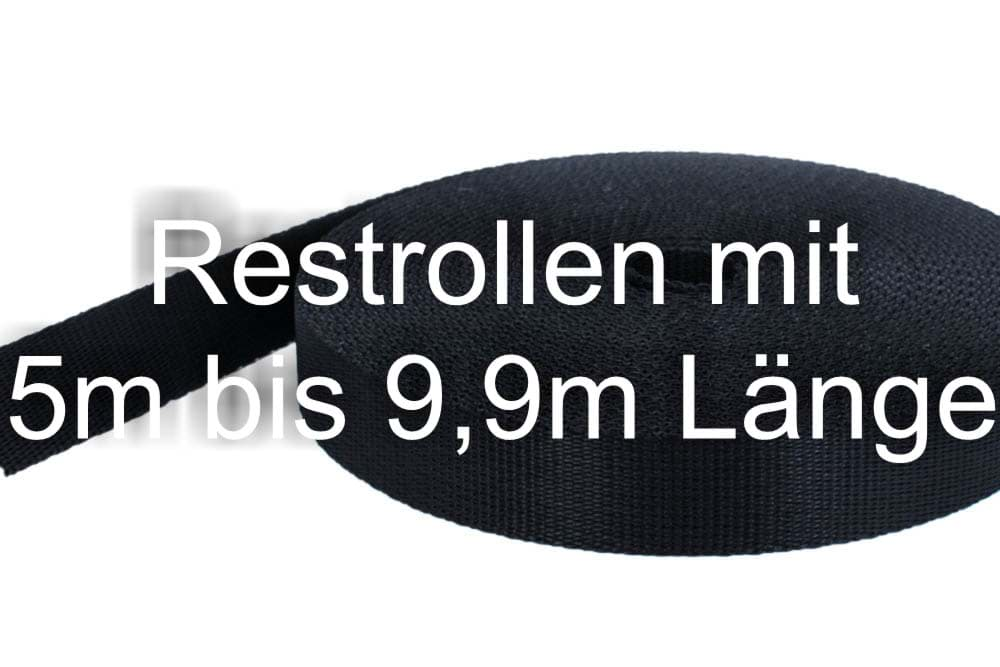 Bild von Restpostenbox 25mm breites PP-Gurtband 2mm stark, 25m - schwarz (UV)