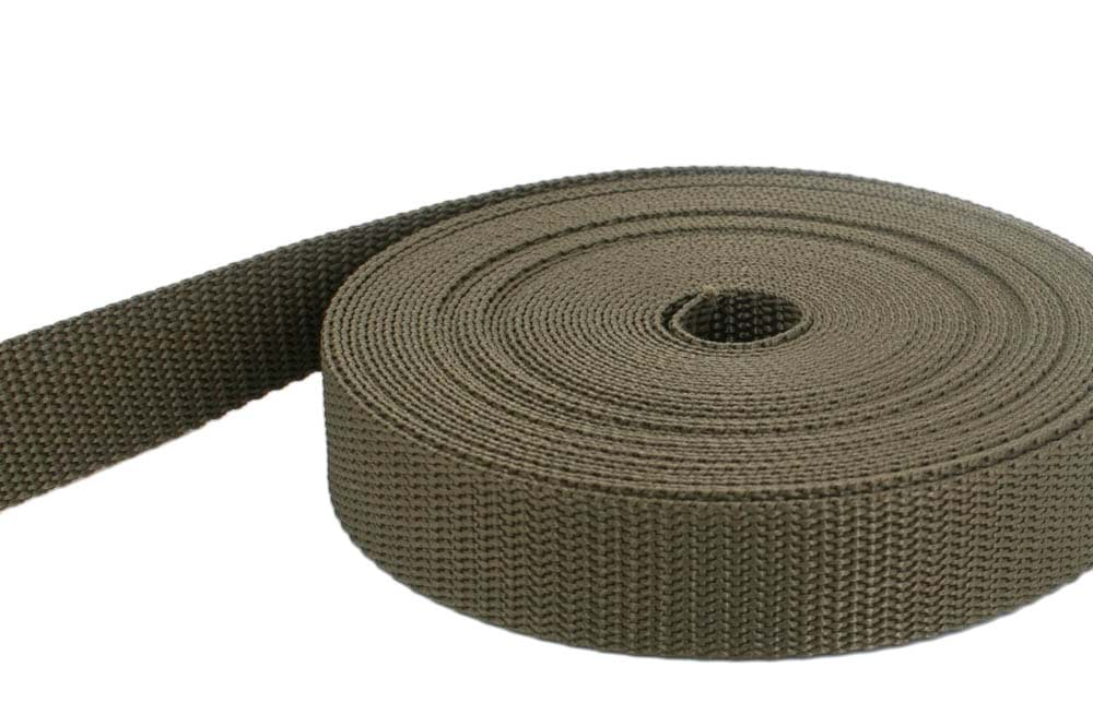 Bild von 10m PP Gurtband - 10mm breit - 1,4mm stark - khaki (UV)