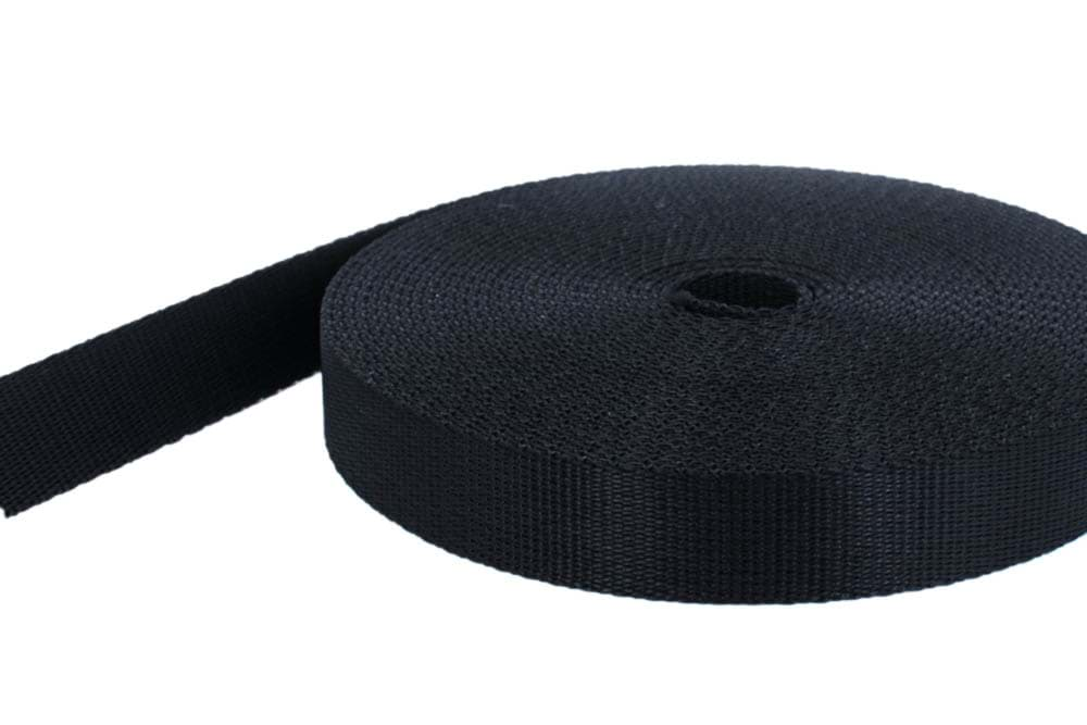 Bild von 50m PP Gurtband - 25mm breit - 2mm stark - schwarz (UV)