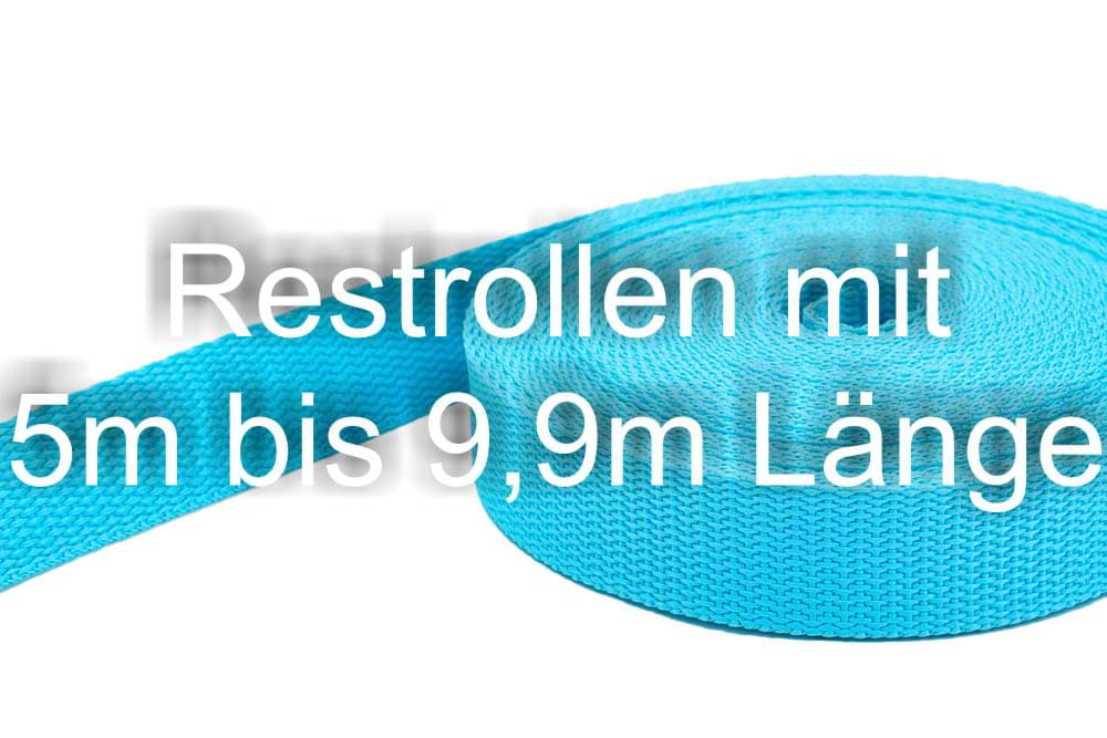 Bild von Restpostenbox 25mm breites PP-Gurtband 1,4mm, 25m - türkis (UV)