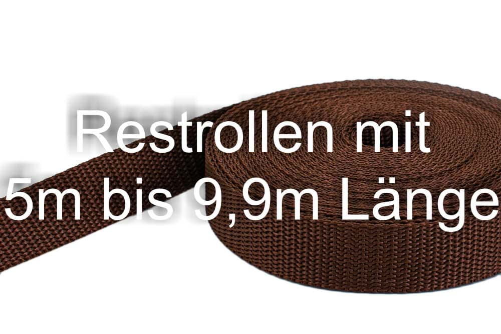 Bild von Restpostenbox 20mm breites PP-Gurtband 1,4mm stark, 25m - braun (UV)