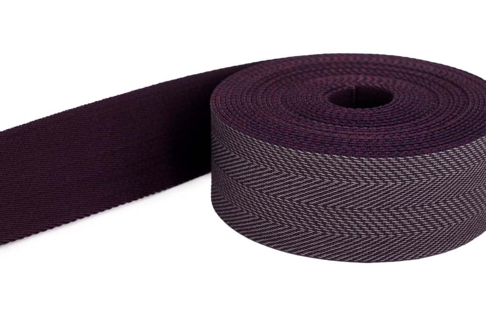 Bild von *Abverkauf* 50m Gürtelband / Taschenband - 40mm breit - Fischgrät aubergine 256